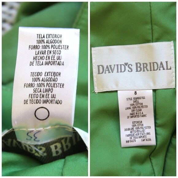Davids Bridal twist Mini Dress Green Size 8 Cotton Sleeveless zip up Cocktail - Picture 10 of 10